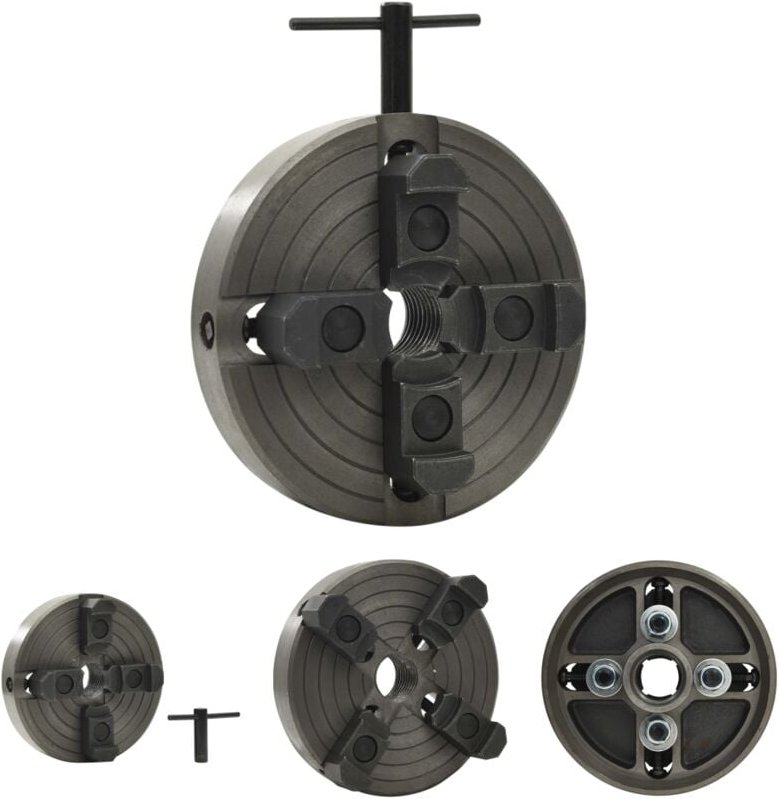 The Living Store 4-Backenfutter mit M33 Aufnahme Stahl 100 mm - Schraubzwingen & -stöcke