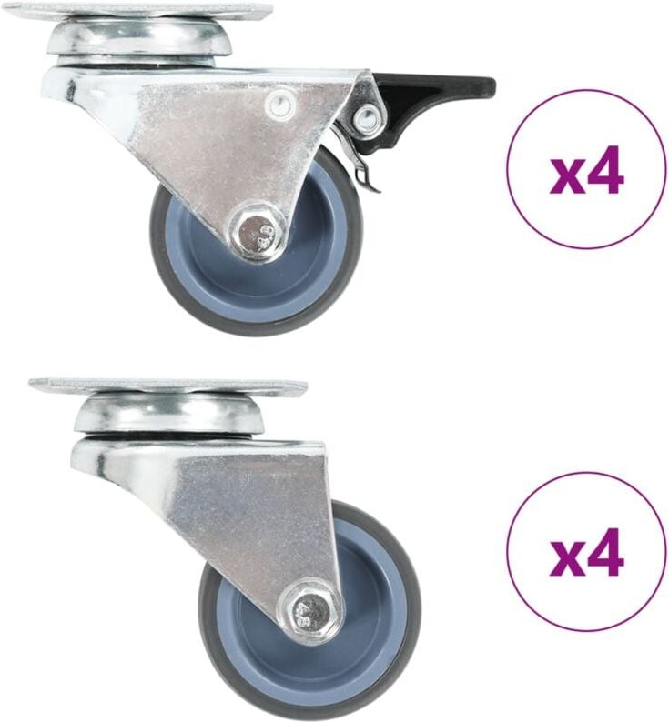 8 Stk. Lenkrollen mit Zwillingsrad 50 mm Vidaxl