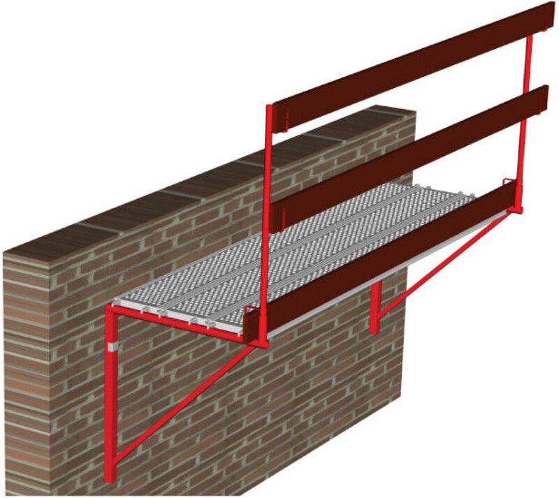 Gerüstkonsolen-Set 9m - mit Geländer und Bordbrett - Rundrohr - KITCF1000EPX9M/GC