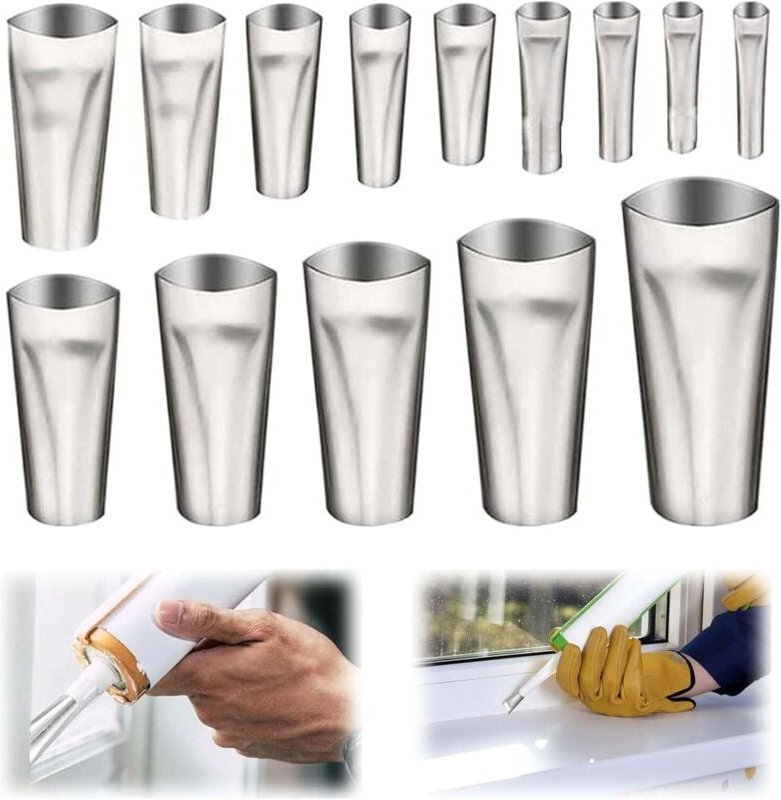 14-teiliger Dichtungsdüsen-Applikator, Silikon-Kartuschenspitze, Silikondüse, Edelstahl-Dichtungsdüsen-Set, Silikondüse,...