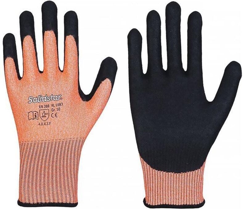 FP - leipold 1683 Schnittschutzhandschuhe Solidstar 1683 Gr.10 orange/schwarz hppe