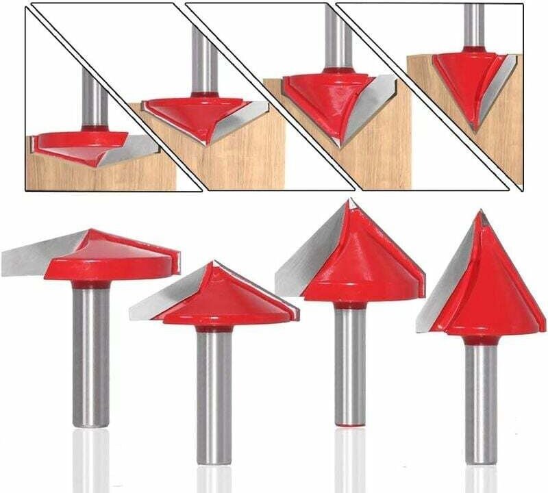 Thumbnail - 4-teiliger gerader V-Nut-Fräser, 60°, 90°, 120°, 8 mm Schaft, 3D-V-förmiger Holzfräser, CNC-Gravurfräser - Lablanc