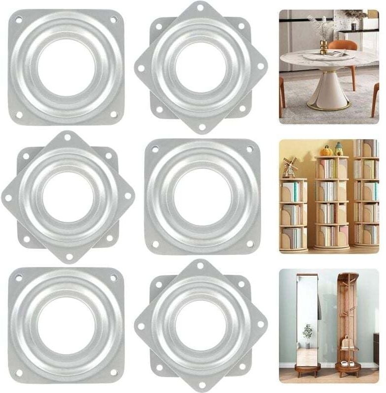 Thumbnail - ZVD-360-Grad-Drehtablett, 6-teilig, Metall-Drehteller, TV-Drehtablett, quadratische Drehplatte, 4 Kugellager-Schwenkplat...