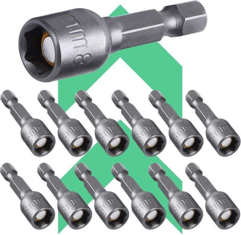 12er-Pack Steckschlüssel-Bit-Set, Adapter, 8 mm Sechskant-Bits, 1/4 Zoll Sechskant-Schraubendreher-Bit für Akku-Bohrmasc...
