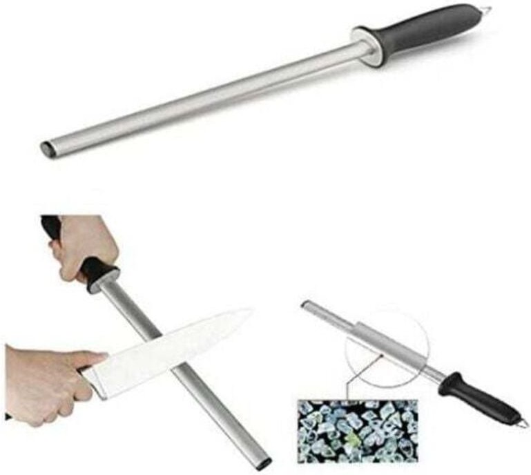 Afilador profesional ovalado de 38 cm, afilador de cuchillos de diamante para cuchillos de cocina y carnicero