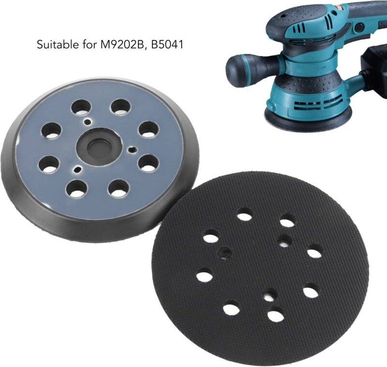 2 Stück 125 mm 8-Loch-Orbital-Ersatzschleifpad mit Klettverschluss für Makita bo M9202B BO5041 MT922 - Sjlerst