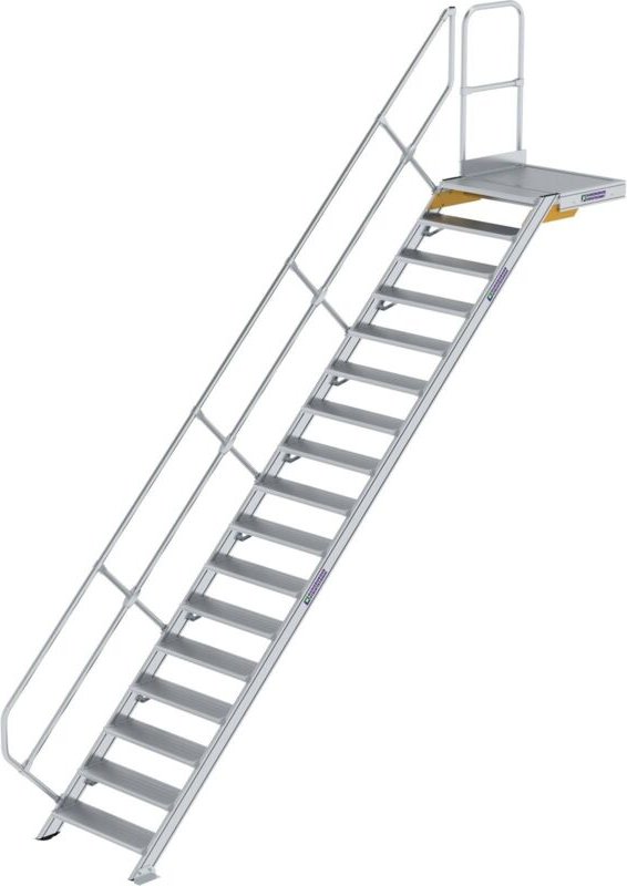 Günzburger Steigtechnik - Treppe mit Plattform 45° Stufenbreite 800 mm 17 Stufen Aluminium geriffelt - 600457