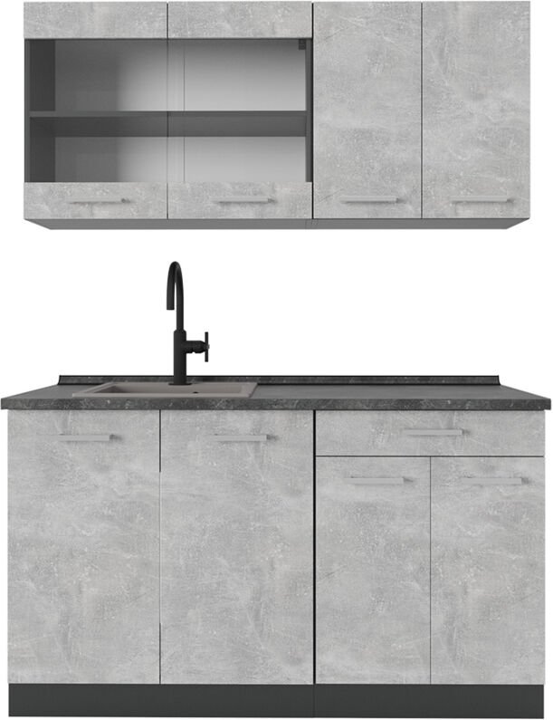 Thumbnail - Vicco - Singleküche R-Line, Beton/Anthrazit, 140 cm ohne Arbeitsplatte