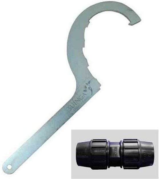 Suinga - Stahl-Schraubenschlüssel für 40 mm, 50 mm und 63 mm pe- und Messing-Fittings. Zubehör für Polyethylen-Teile.