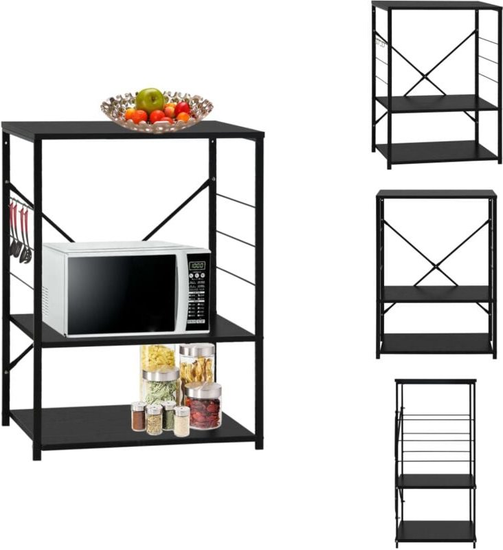 Küchenutensilienhalter & -ablagen - Living Mikrowellenregal Schwarz 60×39,6×79,5 cm Holzwerkstoff - Schwarz