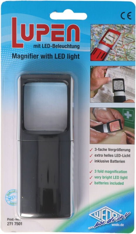 Thumbnail - Wedo - Lupe ® 3-fach 4,7 x 11,8 x 1,4 cm (b x h x t) Kunststoff schwarz