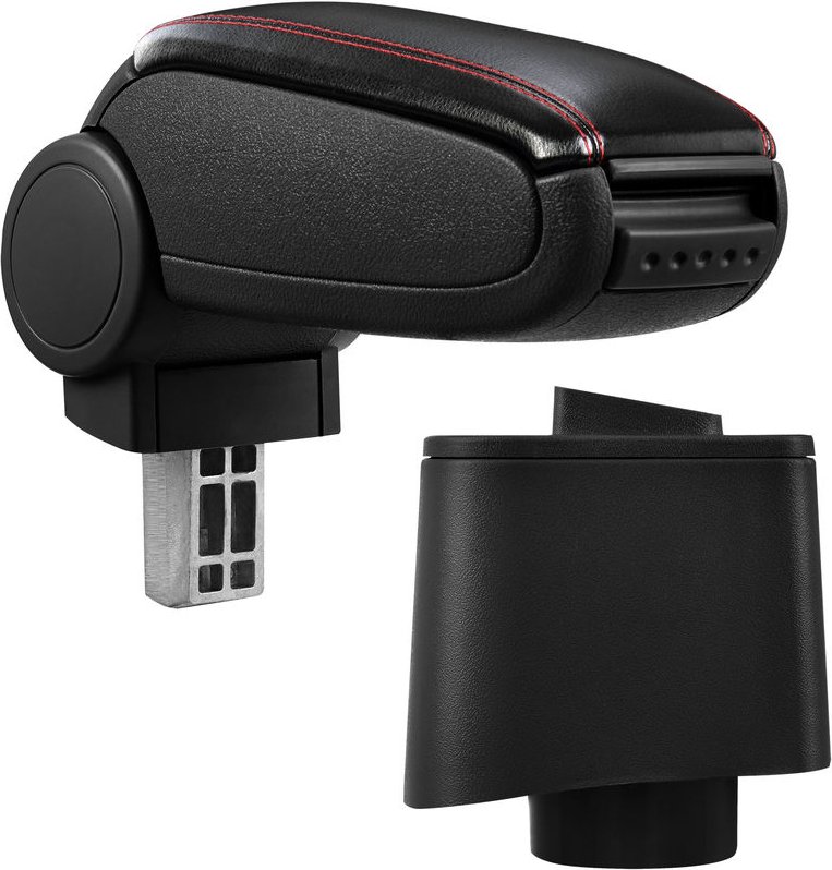 Mittelarmlehne VW Polo V 6R ab 2009 mit Staufach Kunstleder Schwarz mit roten Nähten pro.tec