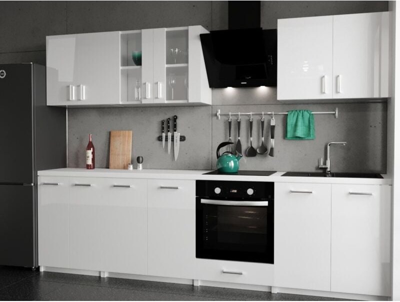 Moderne Küchenzeile LECO 280 cm in weiß Hochglanz – funktionales Design für jede Küche