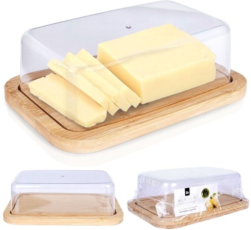 Butter container in bamboo for storage and serving