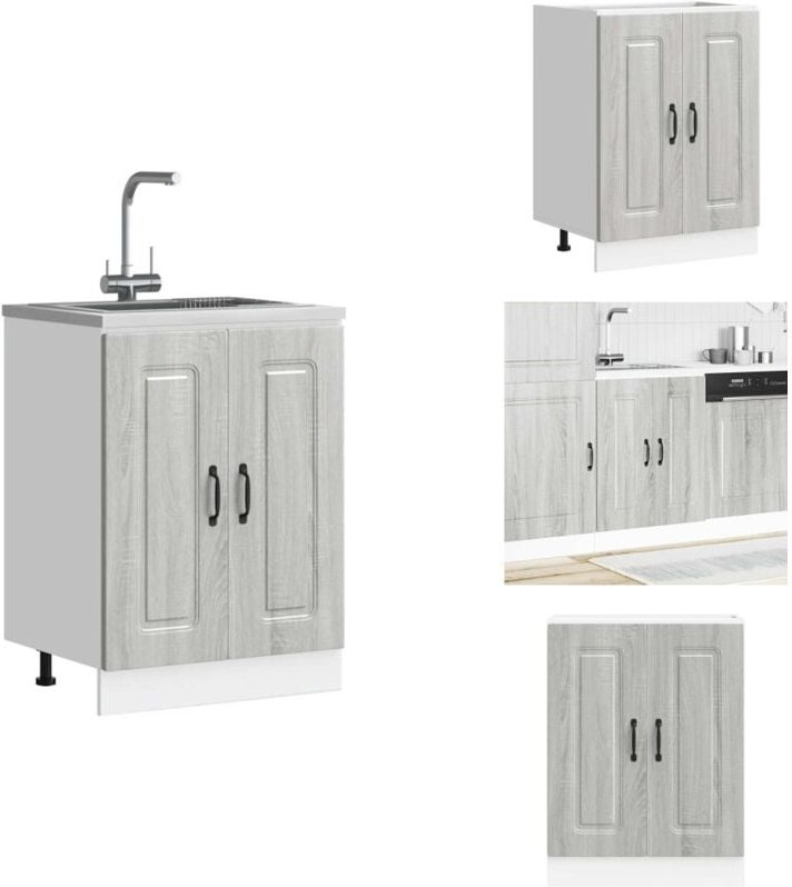 Spülenunterschrank Kalmar Grau Sonoma 60x46x81,5 cm - Spülenunterschrank - Spülenunterschränke - Küchenunterschrank - Kü...