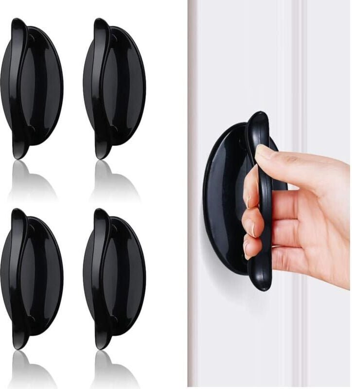 4 Stück schwarze klebrige Türgriffe, Vordertürgriffe, Schiebetürgriffe, ABS-Kunststoffgriffe für Türen, Fenster, Schränk...