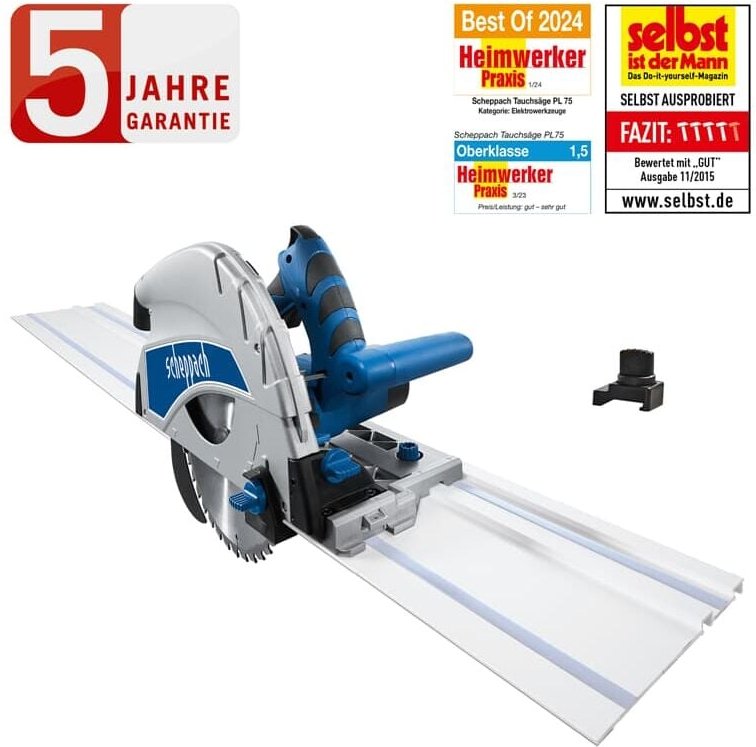 Scheppach - Tauchsäge PL75 1600W, 75mm Schnitttiefe inkl. Kippschutzriegel