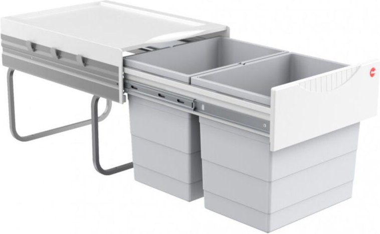 HAILO Abfallsammler Mülleimer Mülltrennsystem Raumspar Tandem 18 L/18 L hellgrau