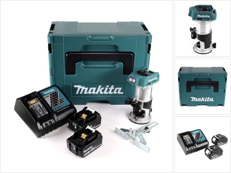 Drt 50 rfj Akku Multifunktionsfräse brushless 18V + 2x Akkus 3,0 Ah + Schnellladegerät im Makpac 3 - Makita