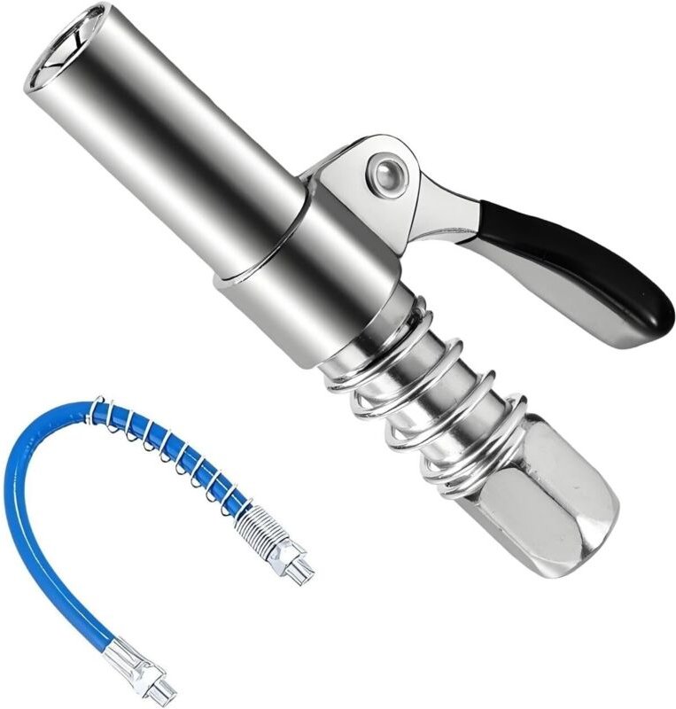 Fettpressenarmatur mit 30 cm Schlauch, G-Kupplung für Fettpresse, Feststellzange kompatibel mit konischen Düsen, Schnell...