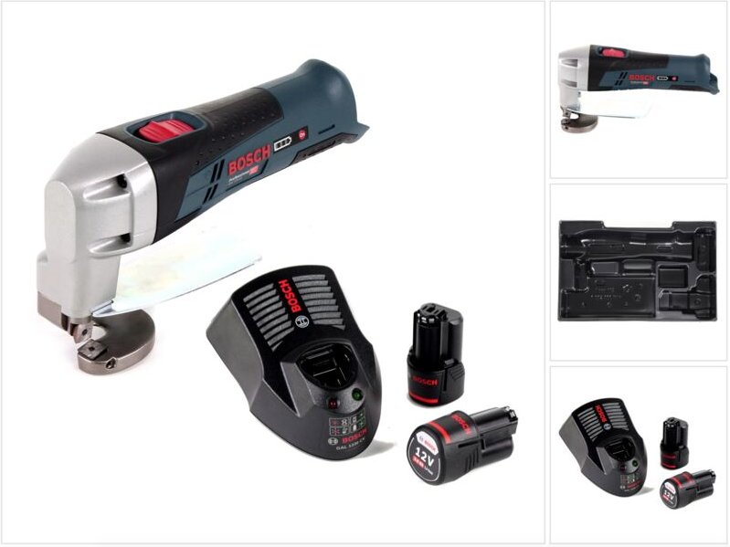 Bosch gsc 12 V-13 Akku Blechschere L-Boxx ready + 2x Akku 3,0Ah + Ladegerät