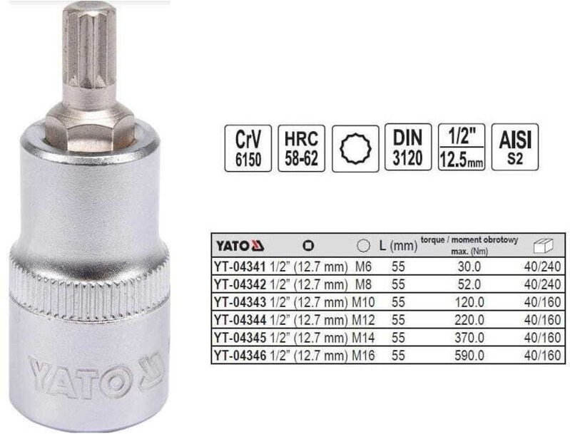 Yato - keilschaftschlüssel 1/2'''' M10 L55MM / YT-04343 /