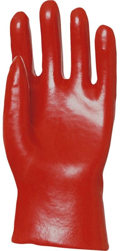 Satz mit 10 Paar Arbeitshandschuhen aus PVC, rot beschichtet, Standard, 27 cm, Größe 10