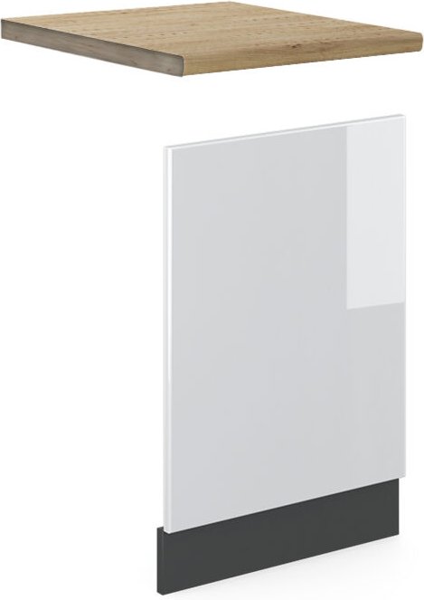 Vicco - Frontblende R-Line, Weiß Hochglanz, 45 cm , ap Eiche