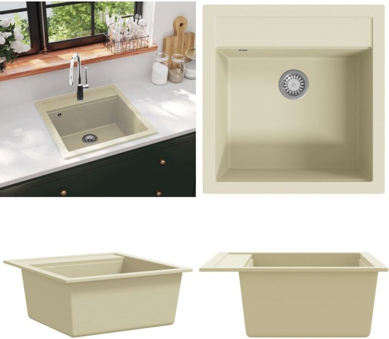 Granitspüle Einzelbecken Beige - Spülbecken - Küchenspüle - Home & Living - Beige