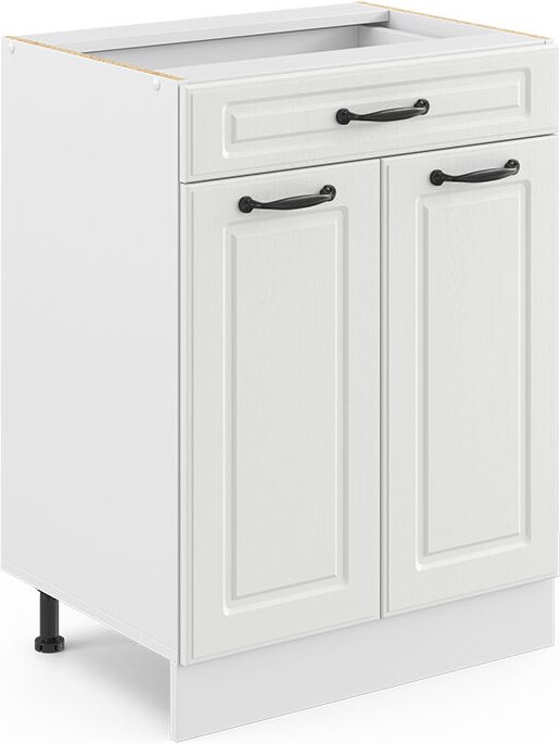 Küchenunterschrank R-Line, Weiß Landhaus, 60 cm mit Schublade, ohne Arbeitsplatte Vicco