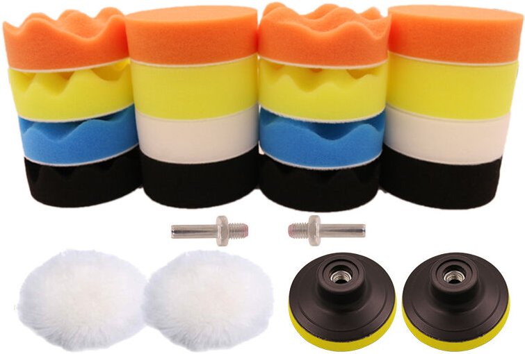 Polierschwamm 22-teiliger Autopolierschwamm mit Adaptersatz zum Polieren von 3-Zoll-Autos