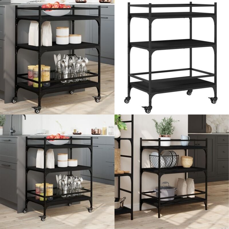 Küchenwagen Schwarz 65x40x86,5 cm Holzwerkstoff - Küchenwagen - Servierwagen - Mobiliar - Esstisch - Wohnraumgestaltung ...