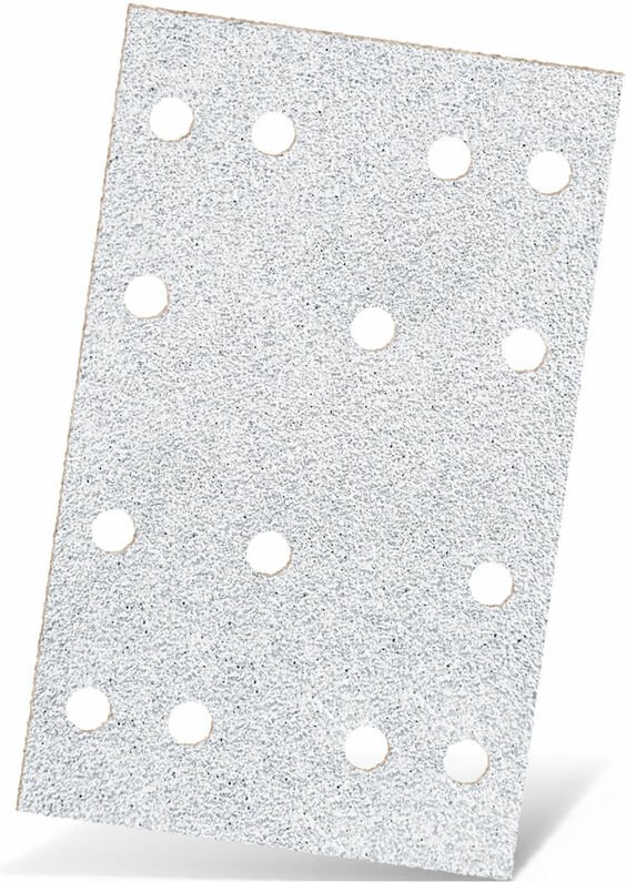 White Klett-Schleifblätter, 133 x 80 mm, 14-Loch, f. Schwingschleifer, Normalkorund (50 Stk.) K180 - Menzer