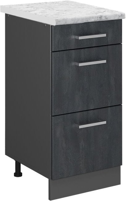 Vicco - Schubladenschrank R-Line, Schwarz Beton, 40 cm ap Marmor