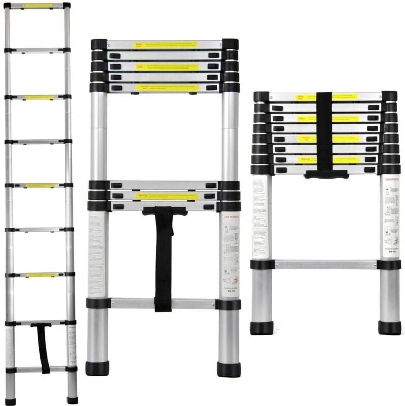 DLT208B aluminium anlege teleskopleiter teleskop leiter 2,6M 9 sprossen - Varan Motors