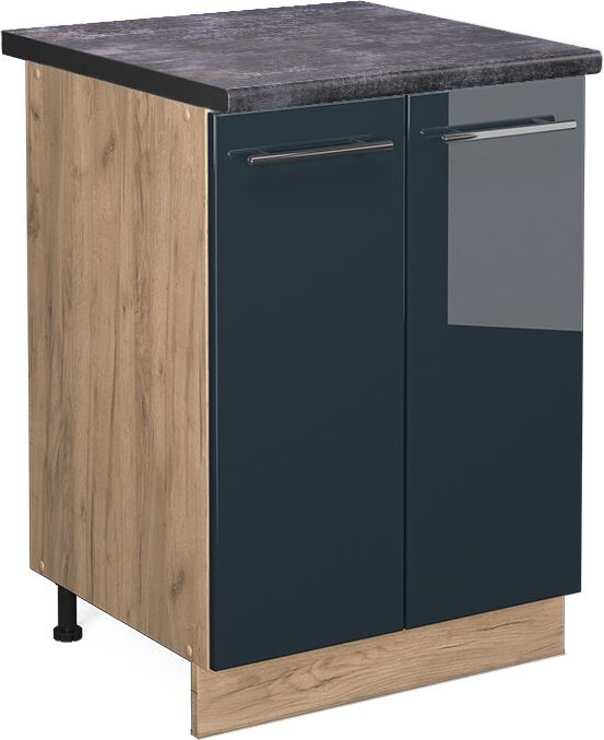 Vicco - Unterschrank Fame-Line, Dunkelblau Hochglanz, 60 cm , ap Anthrazit