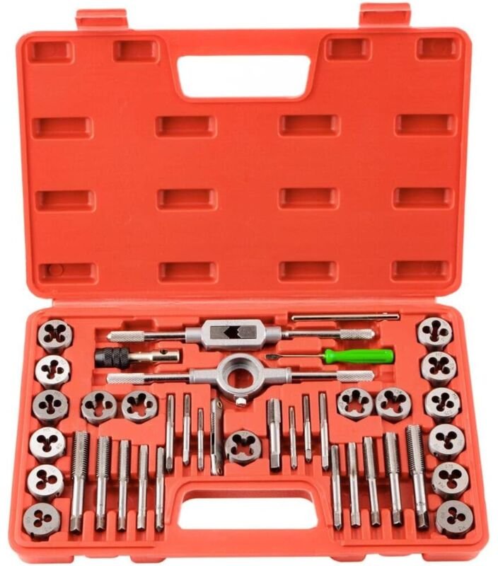 Csparkv - Metrisches Gewindebohrer- und Schneideisen-Set, 40-teilig, M3-M12 Stahlnut-Gewindebohrer-Set, Gewindeschneidei...