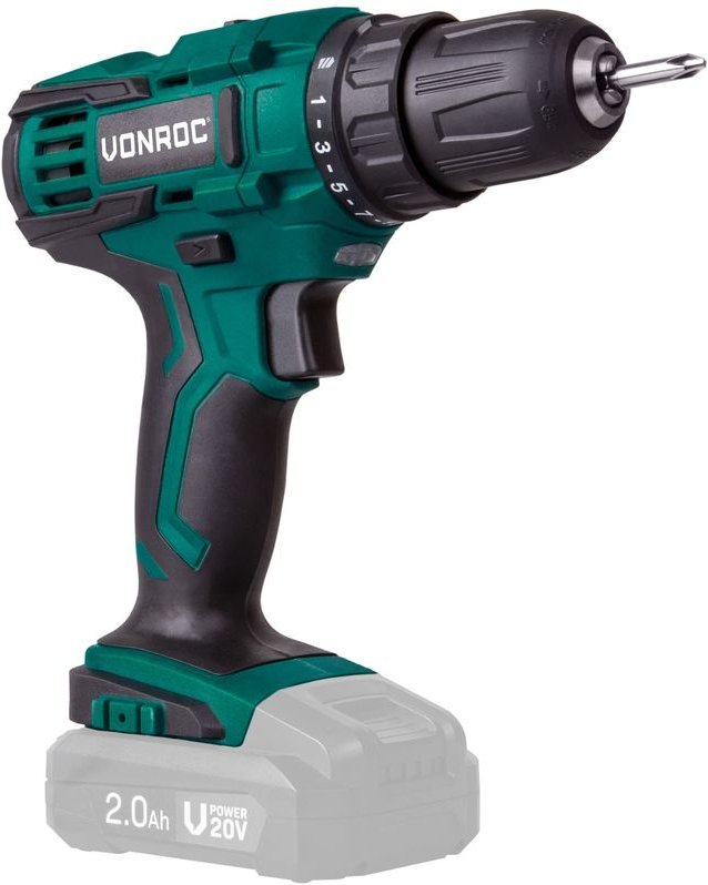 Akkubohrer 20V (ohne Akku und Ladegerät) - Inklusive 2 Bits und Aufbewahrungstasche