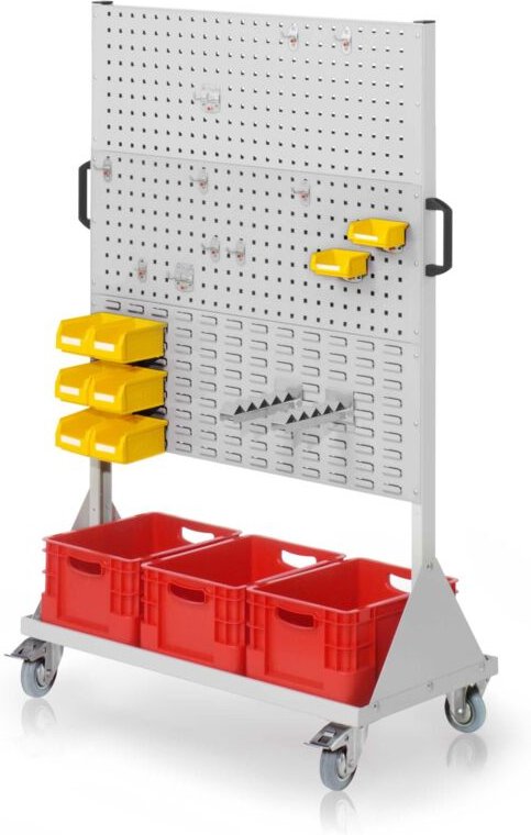 Kappes RasterMobil® mobiler Arbeitsplatzschrank Größe 4 1580x1000x500mm 4 Lochplatten 2 Schlitzplatten 31-teilig lichtgr...