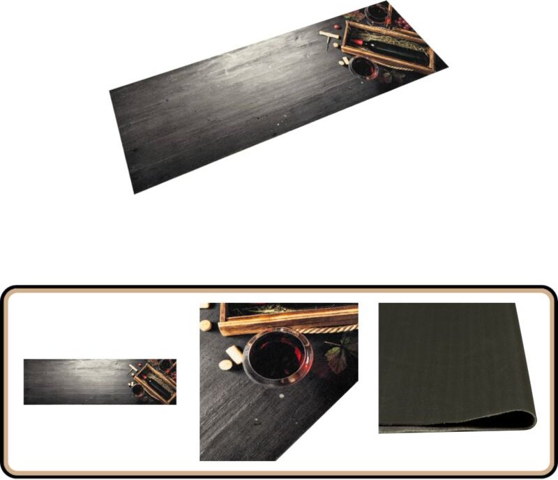 Vidaxl - Küchenteppich Waschbar Weinflasche 45x150 cm Samt - Küchenläufer - Samt - Teppich - Fussmatte - Wohnzimmer