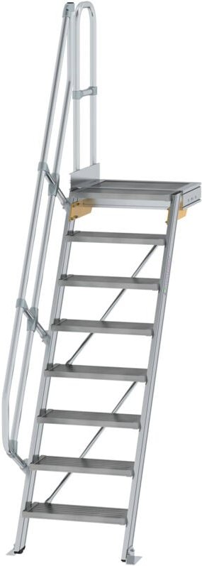 Günzburger Steigtechnik - Treppe mit Plattform 60° Stufenbreite 600 mm 8 Stufen Aluminium geriffelt - 600368