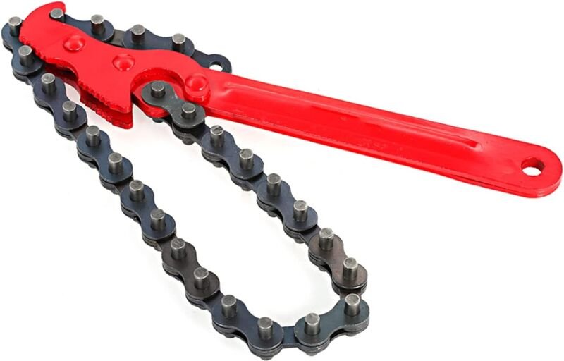 Aougo - 8-Zoll-Ölfilterschlüssel mit universell verstellbarer Kette für die Autoreparatur