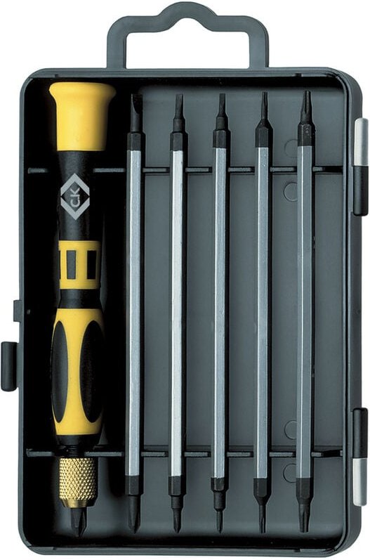 C.K Elektronik- u. Feinmechanik Wechselklingen-Set 7teilig Schlitz, Kreuzschlitz Phillips, Innen-Se