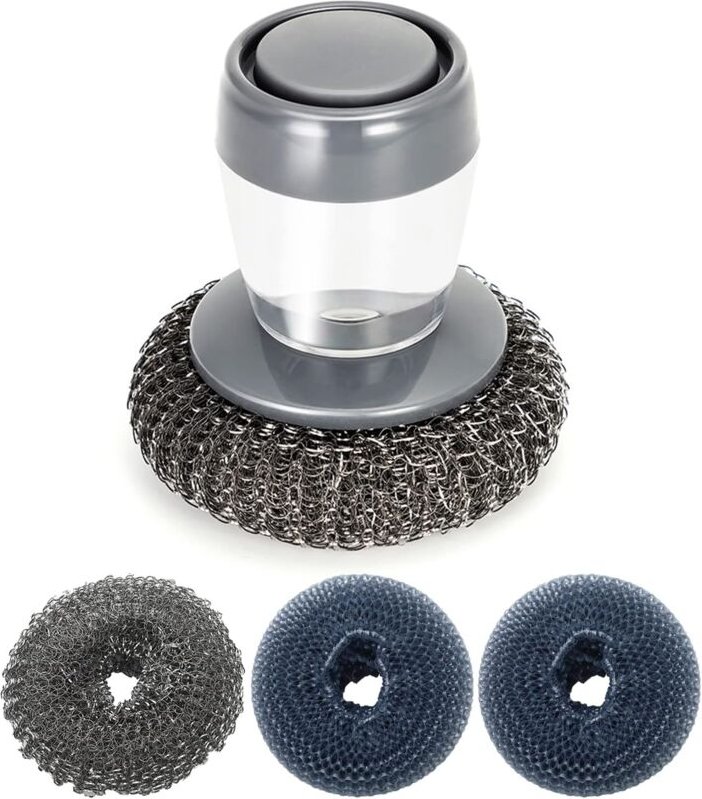 Spülbürste, Geschirrreinigungsbürste mit Ersatzbürstenkopf, wiederverwendbar und langlebig zum Reinigen von Töpfen, Tass...