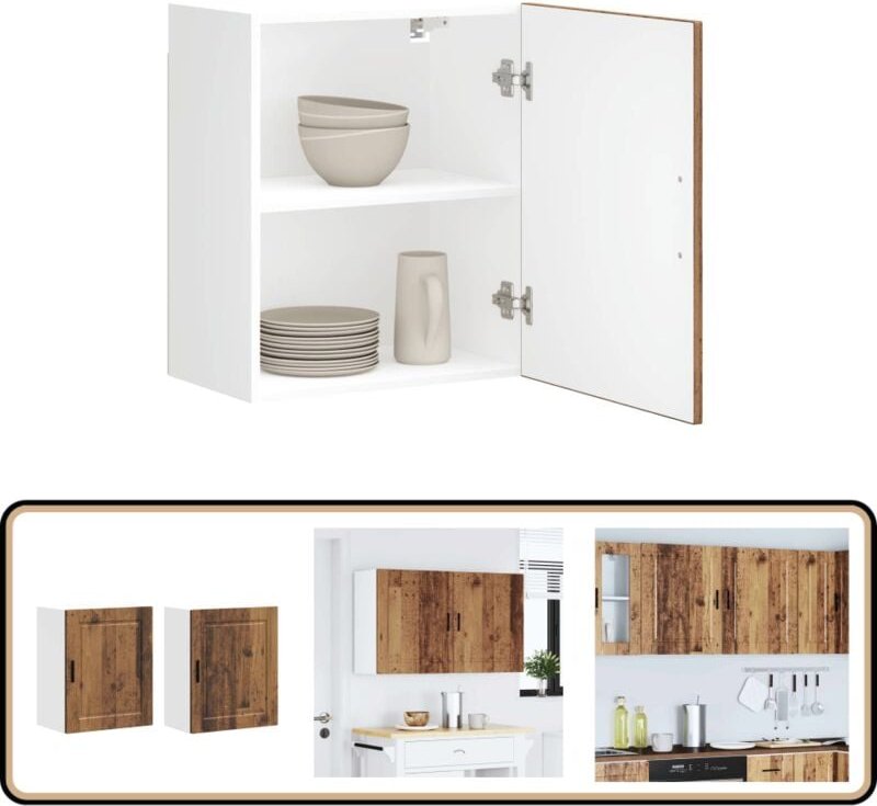 Küchen-Hängeschränke 2 Stk. Porto Altholz-Optik Holzwerkstoff - Vidaxl