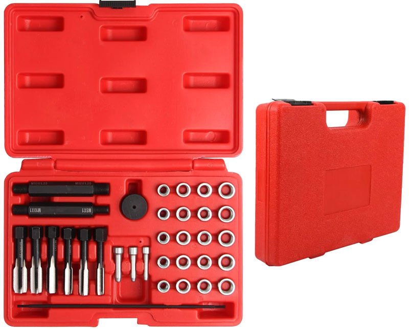 Glühkerzengewinde-Reparatursatz – 33-teilig für Glühkerzen, Stahl-Gewindeeinsatz für Autos - Rosvola