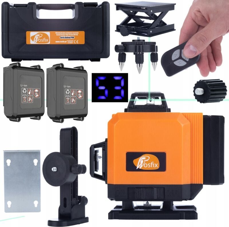 Thumbnail - Rosfix Orange Tiger 16 Linien Laser-Nivelliergerät ROT16L-B mit großem USB-C-Akku im Kit-Koffer