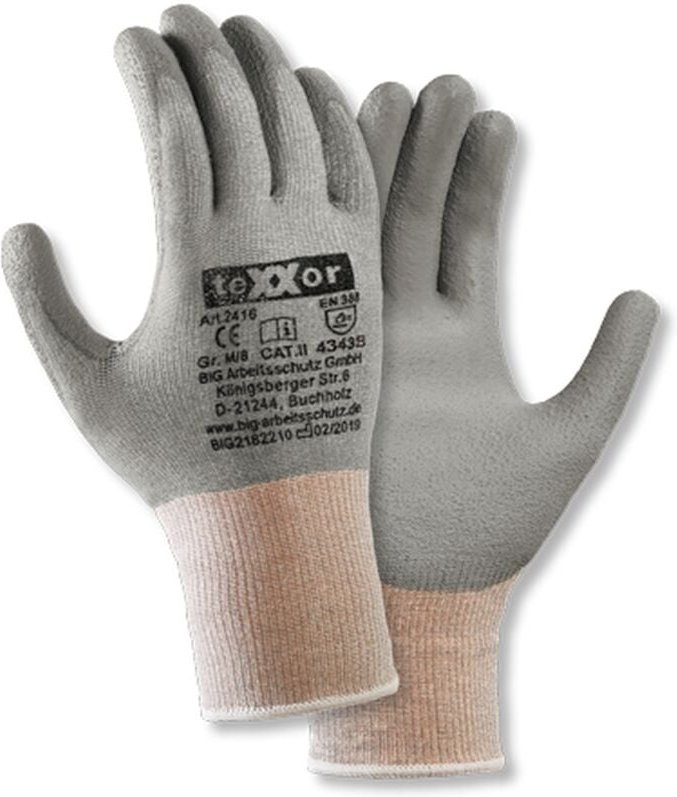 TeXXor® Schnittschutz-Strickhandschuhe pu-beschichtung grau/grau Gr. 11