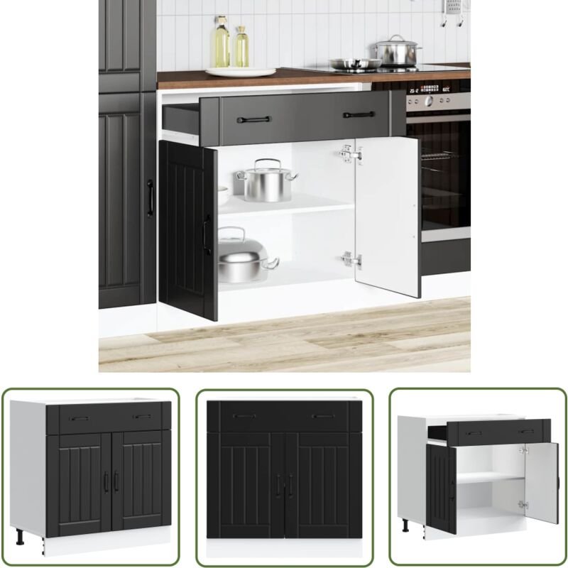 The Living Store - vidaXL Küchen-Unterschrank Lucca Schwarz Holzwerkstoff