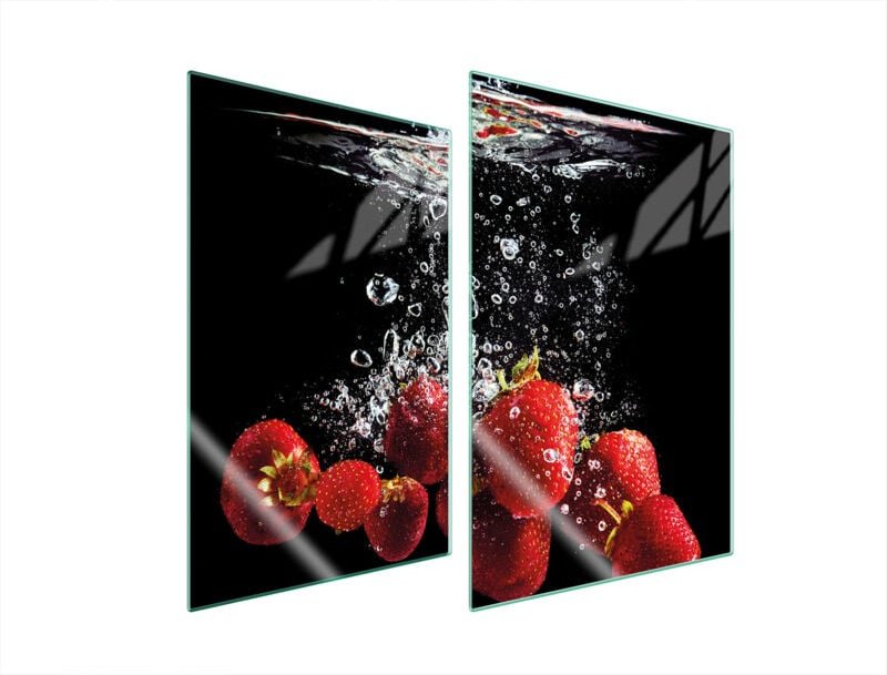 GLASSCHUTZPLATTE FÜR KÜCHE 2x35x52 ERDBEEREN
